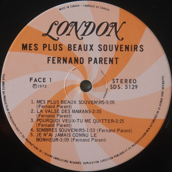 Fernand Parent - Mes Plus Beaux Souvenirs | London Records (SDS 5129) - 3