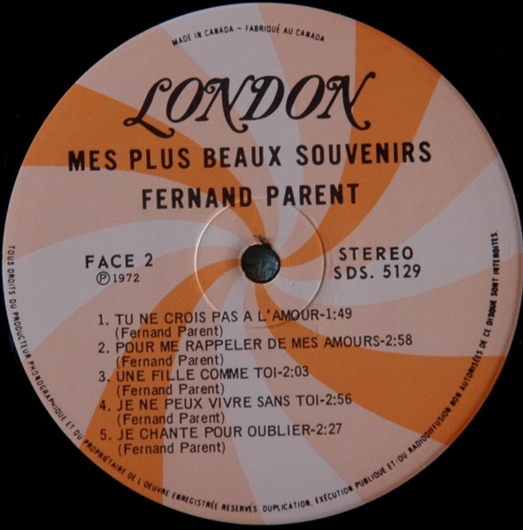 Fernand Parent - Mes Plus Beaux Souvenirs | London Records (SDS 5129) - 4