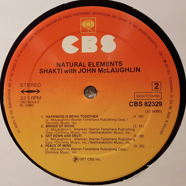 Shakti With John McLaughlin - Natural Elements | CBS (CBS 82329) - 4 Shakti With John McLaughlin - Natural Elements | CBS (CBS 82329) - 4