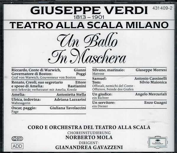 Giuseppe Verdi / Orchestra Del Teatro Alla Scala , Gianandrea Gavazzeni - Un Ballo In Maschera | Deutsche Grammophon (431 409-2) - 2 Giuseppe Verdi / Orchestra Del Teatro Alla Scala , Gianandrea Gavazzeni - Un Ballo In Maschera | Deutsche Grammophon (431 409-2) - 2
