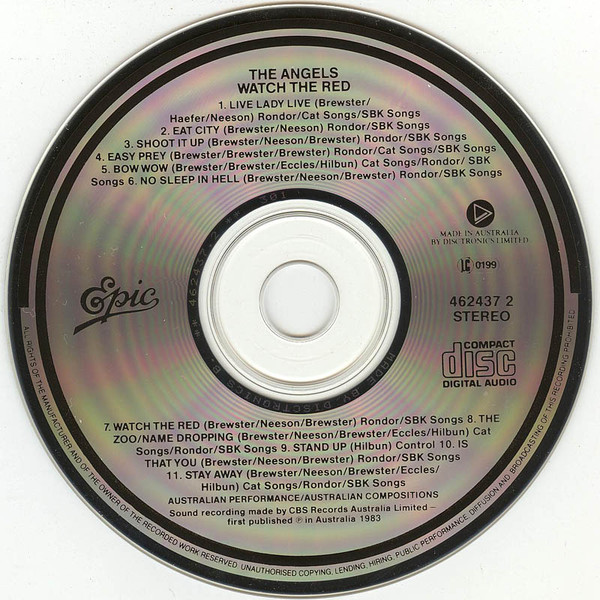 The Angels - Watch The Red CD | Epic (462437 2) - main The Angels - Watch The Red CD | Epic (462437 2) - main
