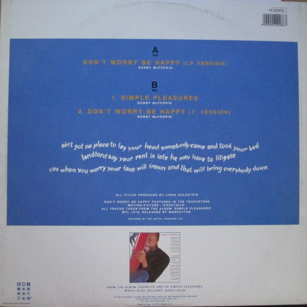 Bobby McFerrin - Don't Worry, Be Happy | EMI-Manhattan Records (14 2029286) - main Bobby McFerrin - Don't Worry, Be Happy | EMI-Manhattan Records (14 2029286) - main
