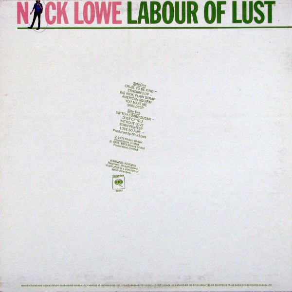 Nick Lowe - Labour Of Lust | Columbia (JC 36087) - 2