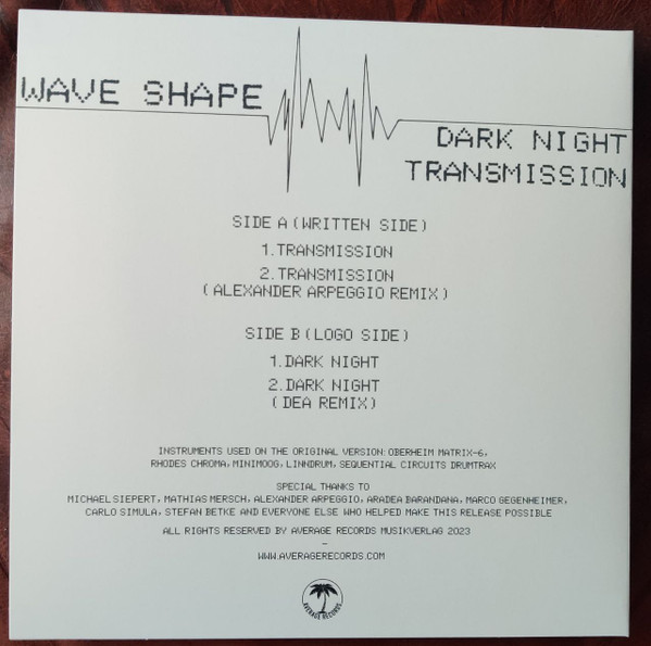 Wave Shape - Dark Night / Transmission | Average Records (AVG001) - 2 Wave Shape - Dark Night / Transmission | Average Records (AVG001) - 2