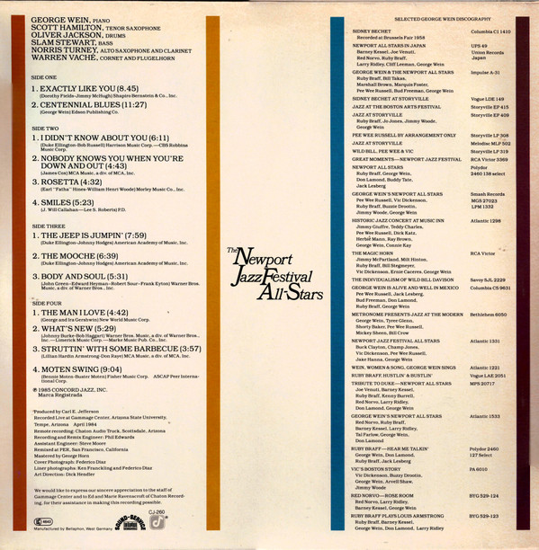 The Newport Jazz Festival All-Stars - The Newport Jazz Festival All-Stars | Concord Jazz (CJ-260) - 3