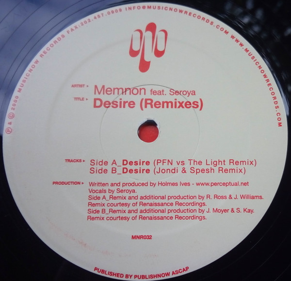 Memnon Featuring Seroya - Desire / Orchis | Musicnow Records (MNR032)