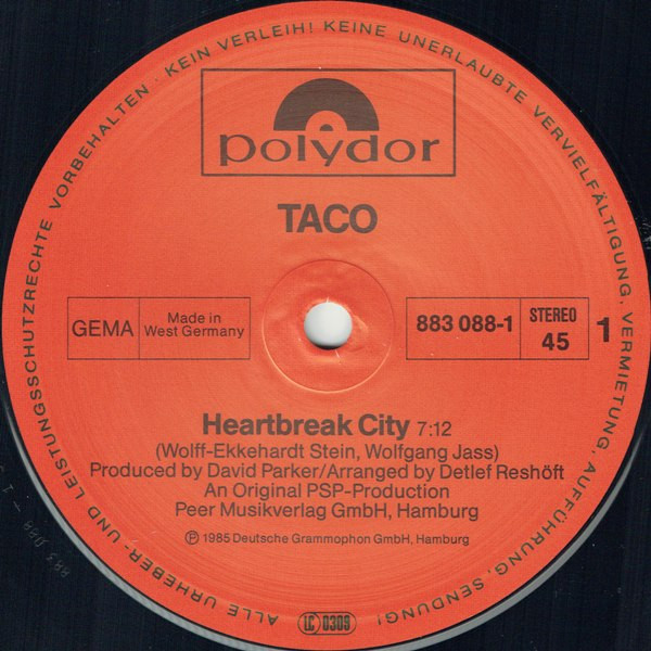 Taco - Heartbreak City | Polydor (883 088-1) - 3