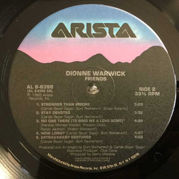 Dionne Warwick - Friends | Arista (AL8-8398) - 4 Dionne Warwick - Friends | Arista (AL8-8398) - 4