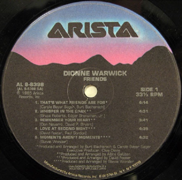 Dionne Warwick - Friends | Arista (AL8-8398) - 3 Dionne Warwick - Friends | Arista (AL8-8398) - 3