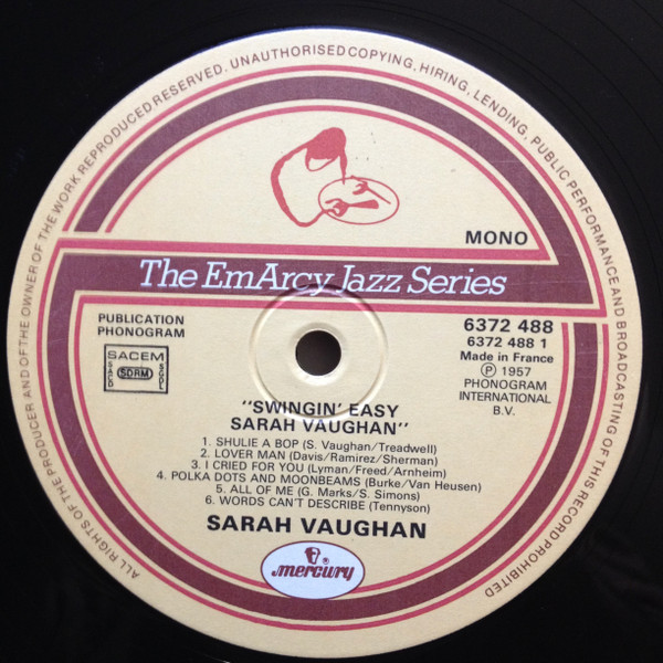 Sarah Vaughan And Her Trio - Swingin' Easy | EmArcy (6372 488) - 3 Sarah Vaughan And Her Trio - Swingin' Easy | EmArcy (6372 488) - 3