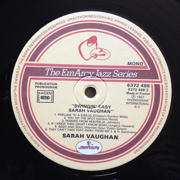 Sarah Vaughan And Her Trio - Swingin' Easy | EmArcy (6372 488) - 4 Sarah Vaughan And Her Trio - Swingin' Easy | EmArcy (6372 488) - 4