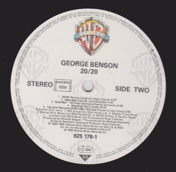 George Benson - 20/20 | Warner Bros. Records (925 178-1) - 4