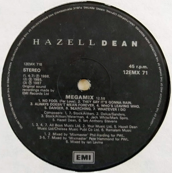 Hazell Dean - Turn It Into Love + Megamix | EMI (12EMX 71) - 4