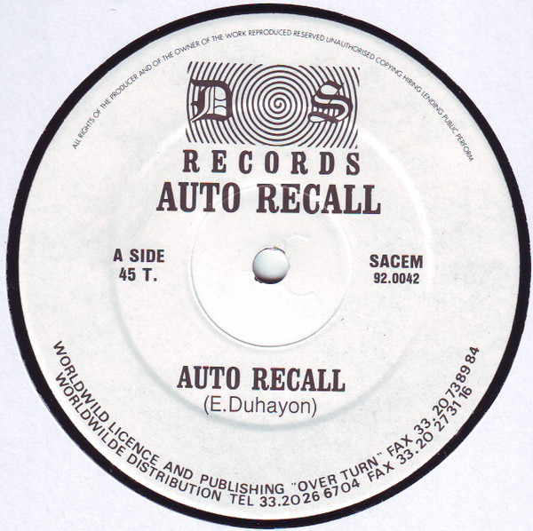 Auto Recall - Auto Recall | DS Records (92.0042) - 3