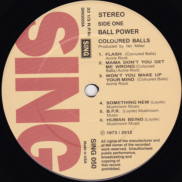 Coloured Balls - Ball Power | Sing Sing Records (SING050) - 3 Coloured Balls - Ball Power | Sing Sing Records (SING050) - 3