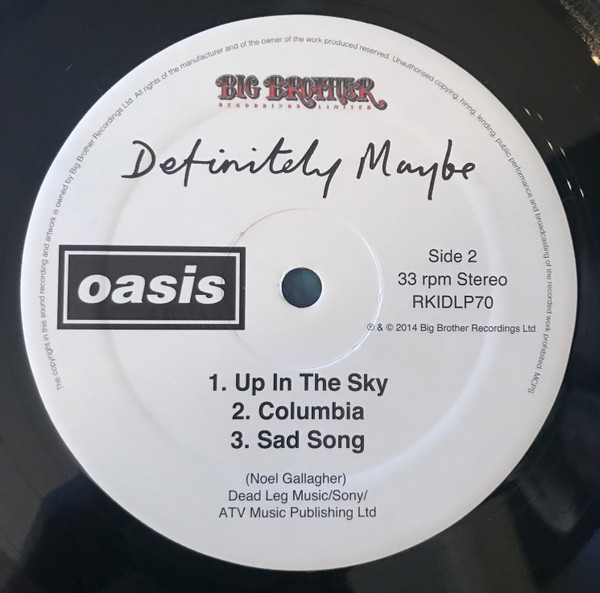 Oasis - Definitely Maybe | Big Brother (RKIDLP70) - 4 Oasis - Definitely Maybe | Big Brother (RKIDLP70) - 4