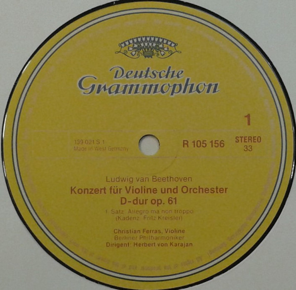 Ludwig Van Beethoven , Christian Ferras , Herbert von Karajan , Berliner Philharmoniker - Violinkonzert D-Dur | Deutsche Grammophon (139 021) - 3