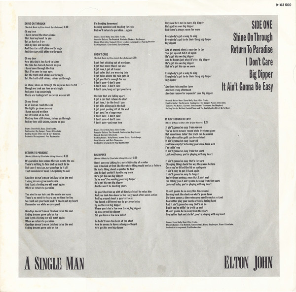 Elton John - A Single Man | The Rocket Record Company (9103 500) - 3