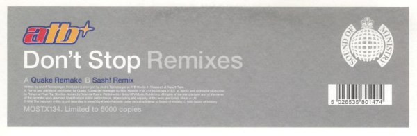 ATB - Don't Stop (Remixes) | Sound Of Ministry (MOSTX134) - 2 ATB - Don't Stop (Remixes) | Sound Of Ministry (MOSTX134) - 2