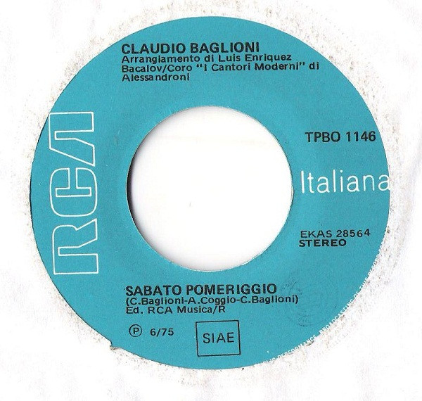 Claudio Baglioni - Sabato Pomeriggio | RCA (TPBO 1146) - 3 Claudio Baglioni - Sabato Pomeriggio | RCA (TPBO 1146) - 3
