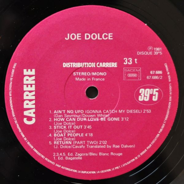 Joe Dolce - Shaddap You Face | Carrere (67.686) - 4 Joe Dolce - Shaddap You Face | Carrere (67.686) - 4