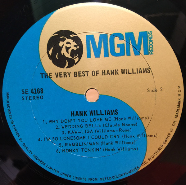 Hank Williams - The Very Best Of Hank Williams | MGM Records (SE-4168) - main