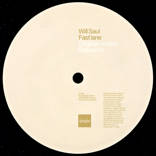 Will Saul - Fast Lane | Simple Records (simple 0302) - 2