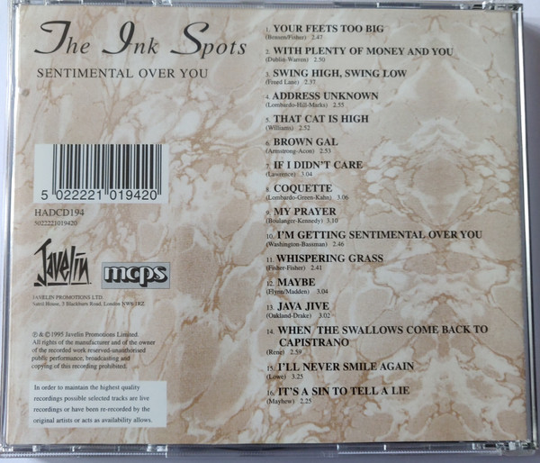 The Ink Spots - Sentimental Over You | Javelin (HADCD 194) - 4