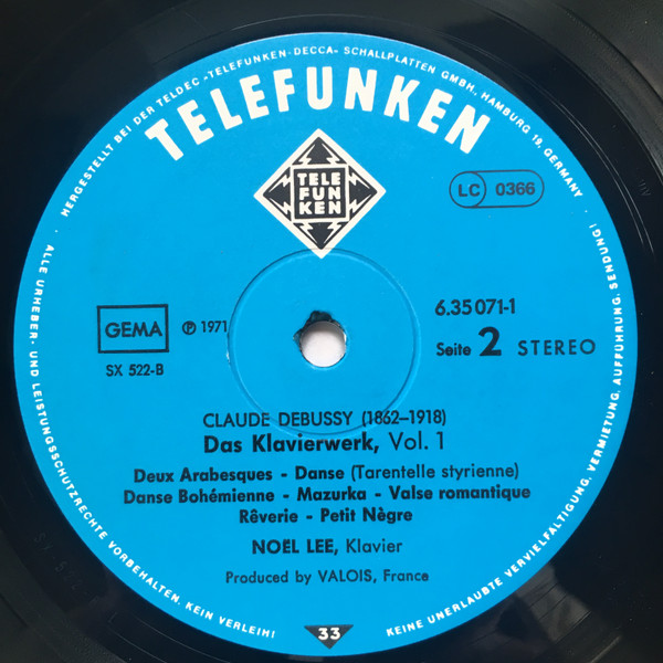 Claude Debussy , Noël Lee - Das Klavierwerk - The Piano Works - L'Œuvre Pianistique - 1 | Telefunken (6.35071 EK) - 4