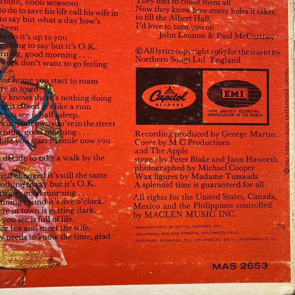 The Beatles - Sgt. Pepper's Lonely Hearts Club Band | Capitol Records (MAS 2653) - 3 The Beatles - Sgt. Pepper's Lonely Hearts Club Band | Capitol Records (MAS 2653) - 3