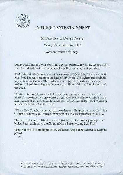 Soul Electric & George Sueref - (Hey) Whats That You Do | In-Flight Entertainment (FLIGHT.NO:005) - 2