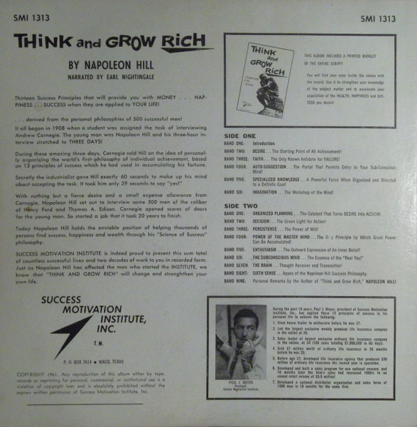 Napoleon Hill : Earl Nightingale - Think And Grow Rich | Success Motivation Institute, Inc. (SMI-1313) - 2 Napoleon Hill : Earl Nightingale - Think And Grow Rich | Success Motivation Institute, Inc. (SMI-1313) - 2