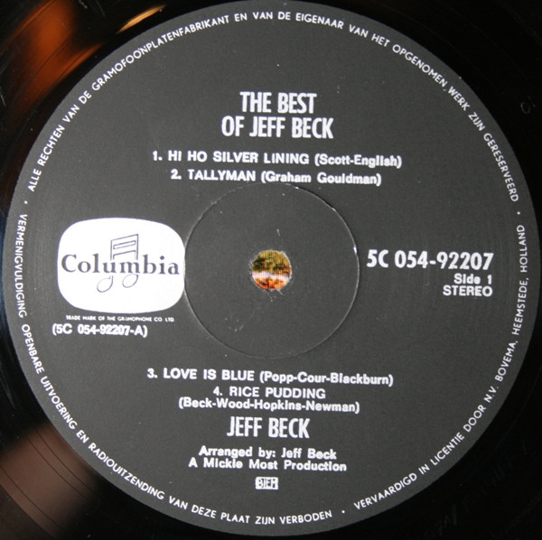 Jeff Beck - The Best Of Jeff Beck | Columbia (5C 054-92207) - 3 Jeff Beck - The Best Of Jeff Beck | Columbia (5C 054-92207) - 3