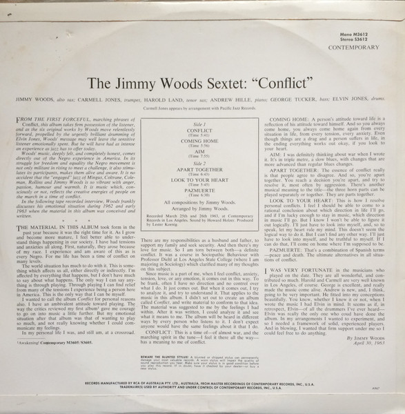 Jimmy Woods Sextet - Conflict | Contemporary Records (M 3612) - 2