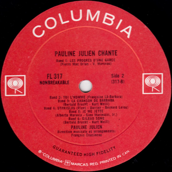 Pauline Julien - À La Comédie Canadienne | Columbia (FL 317) - 4