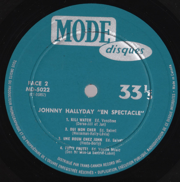 Johnny Hallyday - En Spectacle [Vinyl] | Mode Disques (MD-5022) - 4