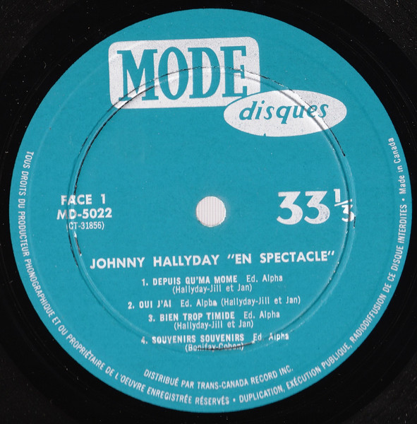 Johnny Hallyday - En Spectacle [Vinyl] | Mode Disques (MD-5022) - 3