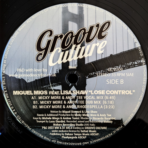 Miguel Migs Feat. Lisa Shaw - Lose Control (Micky More & Andy Tee Remixes) | Groove Culture Music (GCV009) - 2 Miguel Migs Feat. Lisa Shaw - Lose Control (Micky More & Andy Tee Remixes) | Groove Culture Music (GCV009) - 2