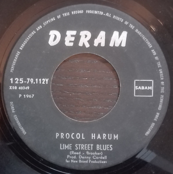 Procol Harum - A Whiter Shade Of Pale / Lime Street Blues | Deram (125/79.112-Y) - 4