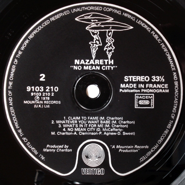 Nazareth - No Mean City | Vertigo (9103 210)