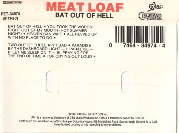 Meat Loaf - Bat Out Of Hell | Epic (PET-34974) - 2 Meat Loaf - Bat Out Of Hell | Epic (PET-34974) - 2