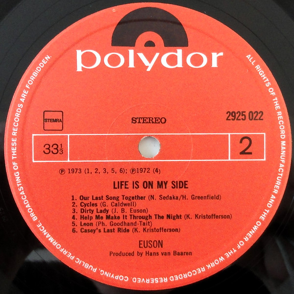 Euson - Life Is On My Side | Polydor (2925 022) - 4