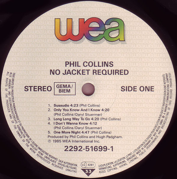 Phil Collins - No Jacket Required | WEA (2292-51699-1) - 3