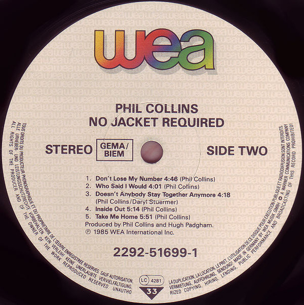 Phil Collins - No Jacket Required | WEA (2292-51699-1) - 4