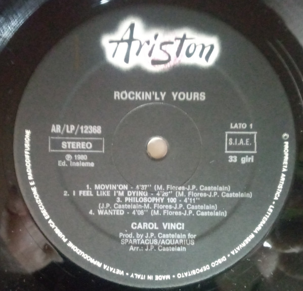 Carol Vinci - Rockin'Ly Yours | Ariston (AR/LP/12368) - 3 Carol Vinci - Rockin'Ly Yours | Ariston (AR/LP/12368) - 3