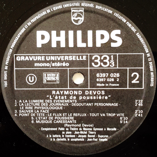 Raymond Devos - L'État De Poussière | Philips (6397 026) - 4 Raymond Devos - L'État De Poussière | Philips (6397 026) - 4