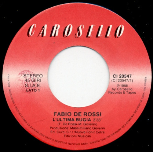 Fabio De Rossi - L'Ultima Bugia | Carosello (CI 20547) - 3