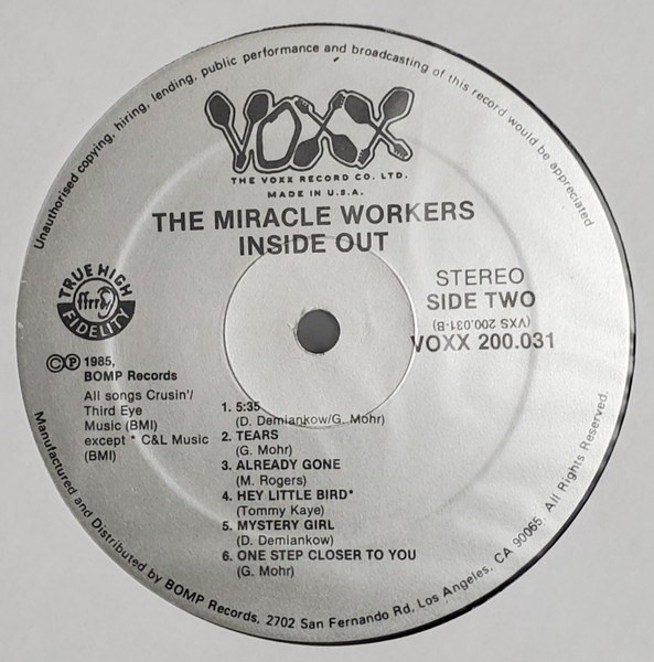 Miracle Workers - Inside Out | Voxx Records (VXS 200.031) - 4 Miracle Workers - Inside Out | Voxx Records (VXS 200.031) - 4