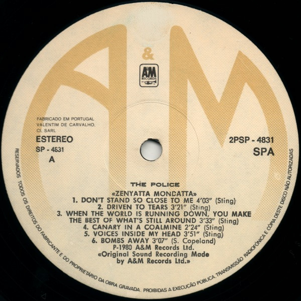 The Police - Zenyatta Mondatta | A&M Records (2PSP-4831) - 3