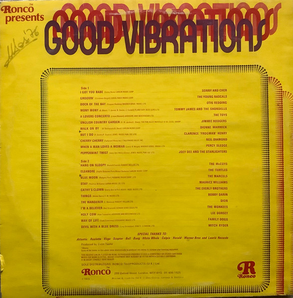 Various - Good Vibrations 22 Original Hits 22 Original Artists | Ronco (RR 2004) - 2
